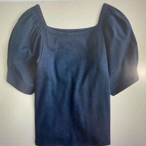 J. Crew Blue Puff Sleeve Fitted Blouse